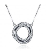 Rhinestone Inlaid Simple Revolval Design Wholesale 925 Sterling Silver Jewelry Necklace