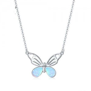 U.S. Popular Colorful Hollow-out Butterfly Pendant Design Wholesale 925 Sterling Silver Necklace