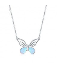 U.S. Popular Colorful Hollow-out Butterfly Pendant Design Wholesale 925 Sterling Silver Necklace
