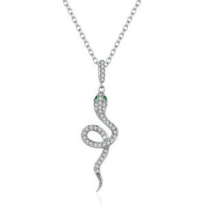 European and U.S Snake Pendant Wholesale 925 Sterling Silver Statement Necklace 