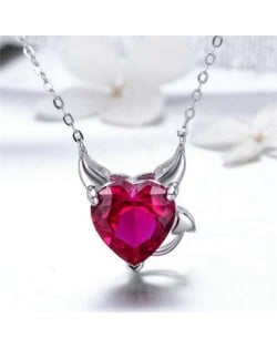 Internet Celebrity Choice Red Little Devil Unique Design Pendant Wholesale 925 Sterling Silver Jewelry Necklace