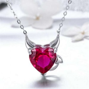 Internet Celebrity Choice Red Little Devil Unique Design Pendant Wholesale 925 Sterling Silver Jewelry Necklace