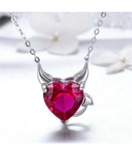 Internet Celebrity Choice Red Little Devil Unique Design Pendant Wholesale 925 Sterling Silver Jewelry Necklace