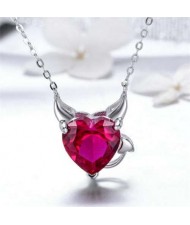 Internet Celebrity Choice Red Little Devil Unique Design Pendant Wholesale 925 Sterling Silver Jewelry Necklace