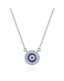 Enamel Eye Abstract Design Shining Rhinestone Inlaid Fashion Women Wholesale 925 Sterling Silver Necklace