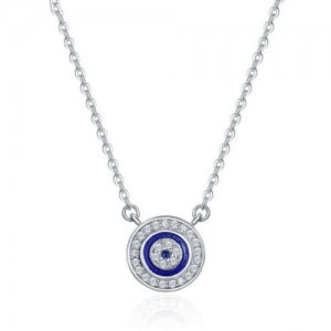 Enamel Eye Abstract Design Shining Rhinestone Inlaid Fashion Women Wholesale 925 Sterling Silver Necklace