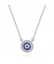 Enamel Eye Abstract Design Shining Rhinestone Inlaid Fashion Women Wholesale 925 Sterling Silver Necklace