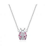 Fashion Ladybug Colorful Rhinestone Inlaid Design Wholesale 925 Sterling Silver Necklace