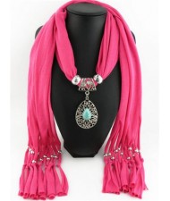 Trendy Metal Water Drop Pendant Scarf Necklace - Rose