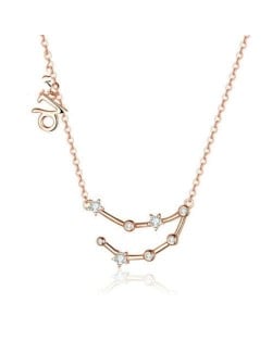 Stars and Round Rhinestone Inlaid Minimalist Design Constellation Wholesale 925 Sterling Silver Necklace