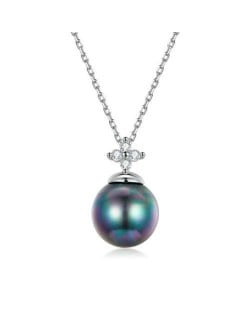 Cubic Zirconia Round Pearl Pendant Popular Fashion Wholesale 925 Sterling Silver Necklace