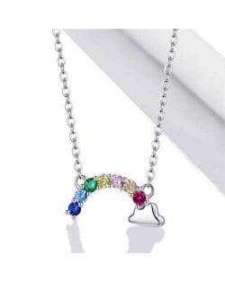 Colorful Lucky Rainbow Pendant Design Wholesale 925 Sterling Silver Jewelry Necklace