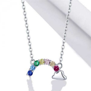 Colorful Lucky Rainbow Pendant Design Wholesale 925 Sterling Silver Jewelry Necklace