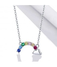 Colorful Lucky Rainbow Pendant Design Wholesale 925 Sterling Silver Jewelry Necklace