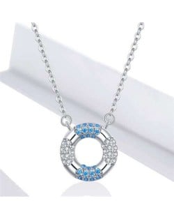 Round Shape Colorful Rhinestone Inlaid Boutique Style Women Wholesale 925 Sterling Silver Jewelry Necklace
