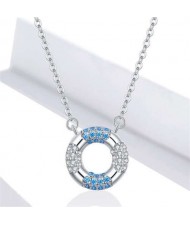 Round Shape Colorful Rhinestone Inlaid Boutique Style Women Wholesale 925 Sterling Silver Jewelry Necklace
