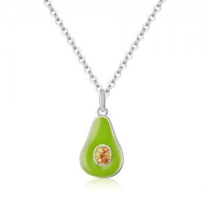 Unique Green Avocado Design Women Wholesale 925 Sterling Silver Jewelry Women Necklace