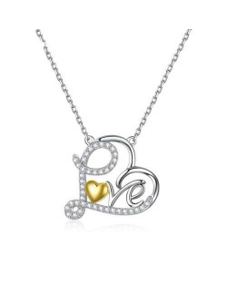 U.S. Popular Heart Shape Alphabet LOVE Theme Classic Design Wholesale 925 Sterling Silver Necklace