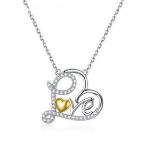 U.S. Popular Heart Shape Alphabet LOVE Theme Classic Design Wholesale 925 Sterling Silver Necklace