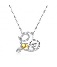 U.S. Popular Heart Shape Alphabet LOVE Theme Classic Design Wholesale 925 Sterling Silver Necklace