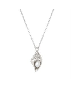 Cubic Zirconia Conch Pendant Unique Design Wholesale 925 Sterling Silver Jewelry Women Necklace