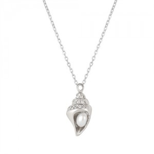 Cubic Zirconia Conch Pendant Unique Design Wholesale 925 Sterling Silver Jewelry Women Necklace