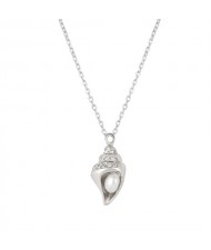 Cubic Zirconia Conch Pendant Unique Design Wholesale 925 Sterling Silver Jewelry Women Necklace