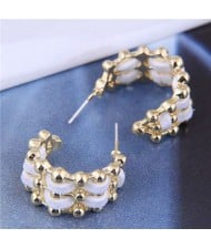 Korean Fashion Unique Curve Design Artistic Style Wholesale Women Earrings - White