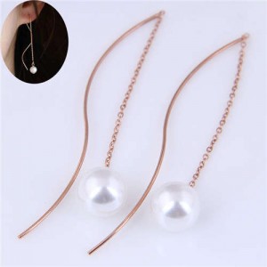 Fairy Style Elegant Pearl Pendant Popular Wholesale Jewelry Long Ear Cord