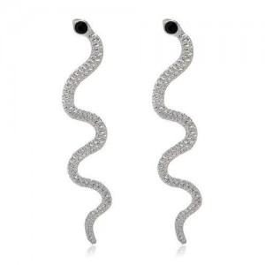 Simple Design U.S. Fashion Snake Modeling Wholesale Bold Women Fashion Earrings - Silver