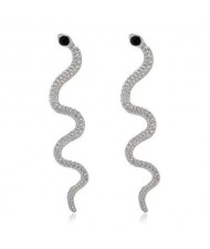 Simple Design U.S. Fashion Snake Modeling Wholesale Bold Women Fashion Earrings - Silver
