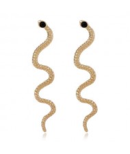 Simple Design U.S. Fashion Snake Modeling Wholesale Bold Women Fashion Earrings - Golden