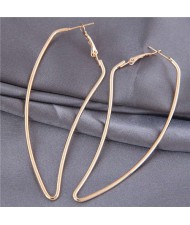 Hollow-out Bold Fashion Angel Wing Shape Unique Design Irregular Wholesale Hoop Earrings - Golden
