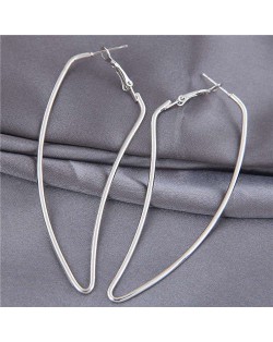 Hollow-out Bold Fashion Angel Wing Shape Unique Design Irregular Wholesale Hoop Earrings - Silver