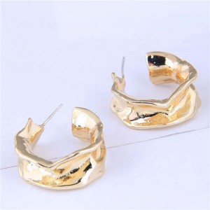 U.S. Fashion Semicircle Folds Design Wholesale Statement Women Alloy Earrings