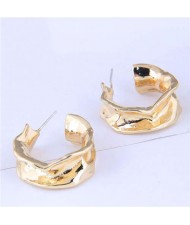 U.S. Fashion Semicircle Folds Design Wholesale Statement Women Alloy Earrings