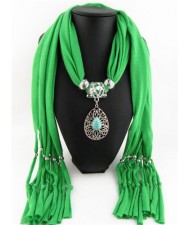 Trendy Metal Water Drop Pendant Scarf Necklace - Green