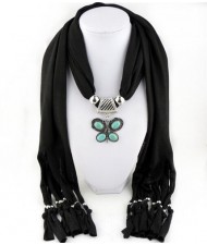 Trendy Metal Butterfly Pendant Scarf Necklace - Rose