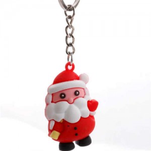 Christmas Series Pink Face Santa Claus Plastic Wholesale Key Chain