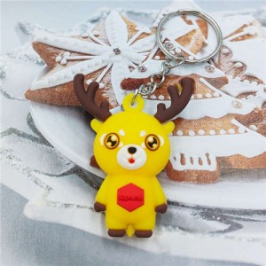 Christmas Fashion Yellow Deer Soft Plastic Key Ring