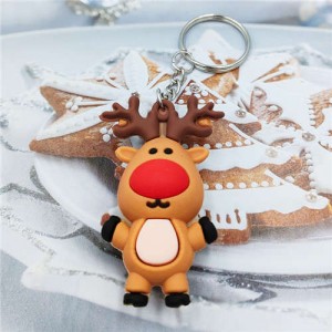 Christmas Fashion Brown Deer Soft Plastic Wholesale Key Ring
