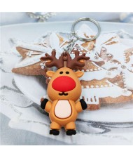 Christmas Fashion Brown Deer Soft Plastic Wholesale Key Ring