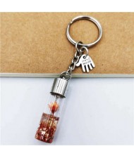 Creative Flowers in the Bottle with Mini Hand Pendants Unique Design Wholesale Key Ring - Brown