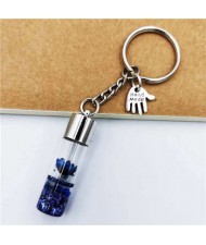 Creative Flowers in the Bottle with Mini Hand Pendants Unique Design Wholesale Key Ring - Blue