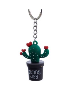 Cartoon Style Cactus with Flowerpots Soft Plastic Wholesale Key Chain