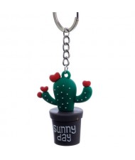 Cartoon Style Cactus with Flowerpots Soft Plastic Wholesale Key Chain