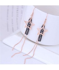 Star Fashion Long Tassel Design Minimalist Style Wholesale Jewelry Women Costume Earrings