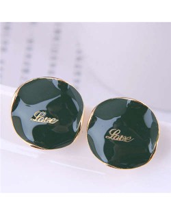 Love Fashion Button Design Graceful Wholesale Jewelry Women Ear Studs - Green