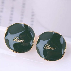 Love Fashion Button Design Graceful Wholesale Jewelry Women Ear Studs - Green