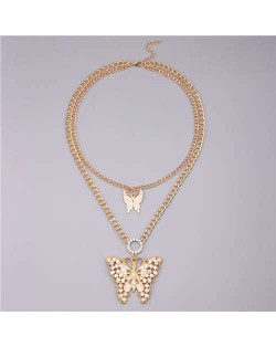 European and American Fashion Wholesale Jewelry Thick Chain Design Buffly Pendant Women Necklace